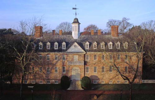 Christopher Wren Building at William and Mary College with clock by Isaiah Lukens