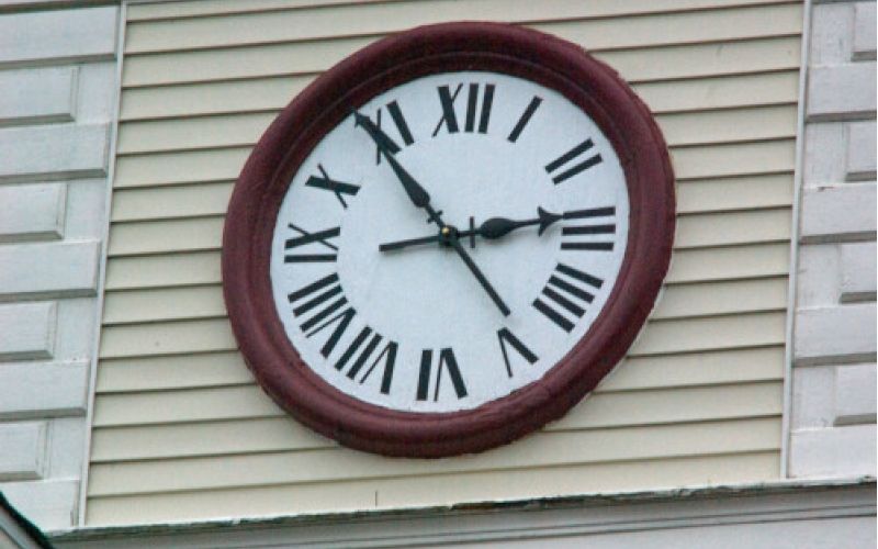 A closeup of a restored Loller Clock