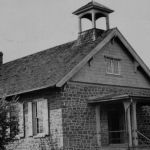 A black and white photo of PenBlair school