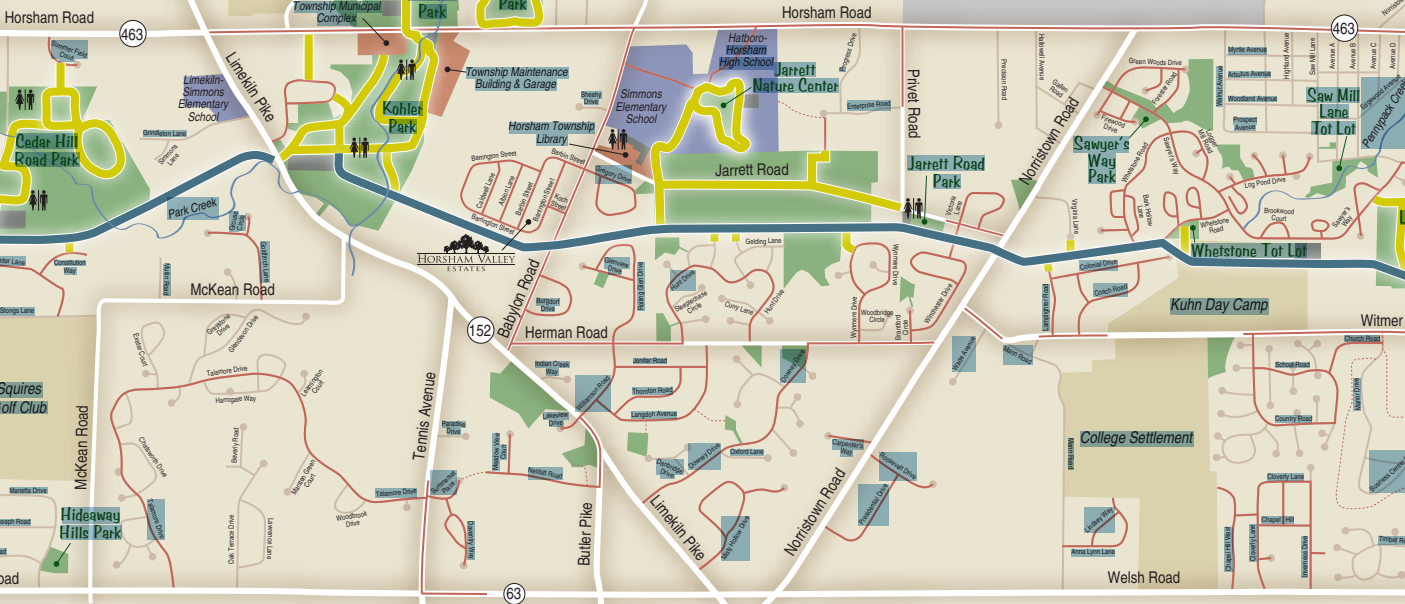 Horsham Township Authority Trails Map close up of Herman Road