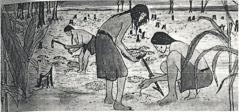 lenape men preparing soil