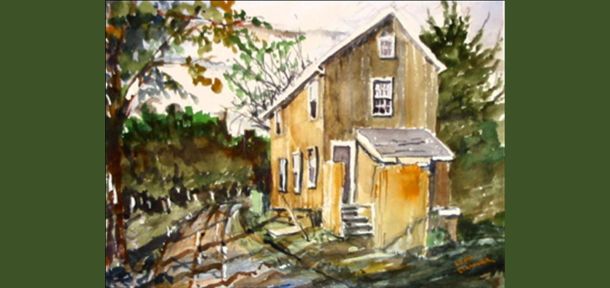 A painting of the Limekiln toll house painted by Leon Clemmer