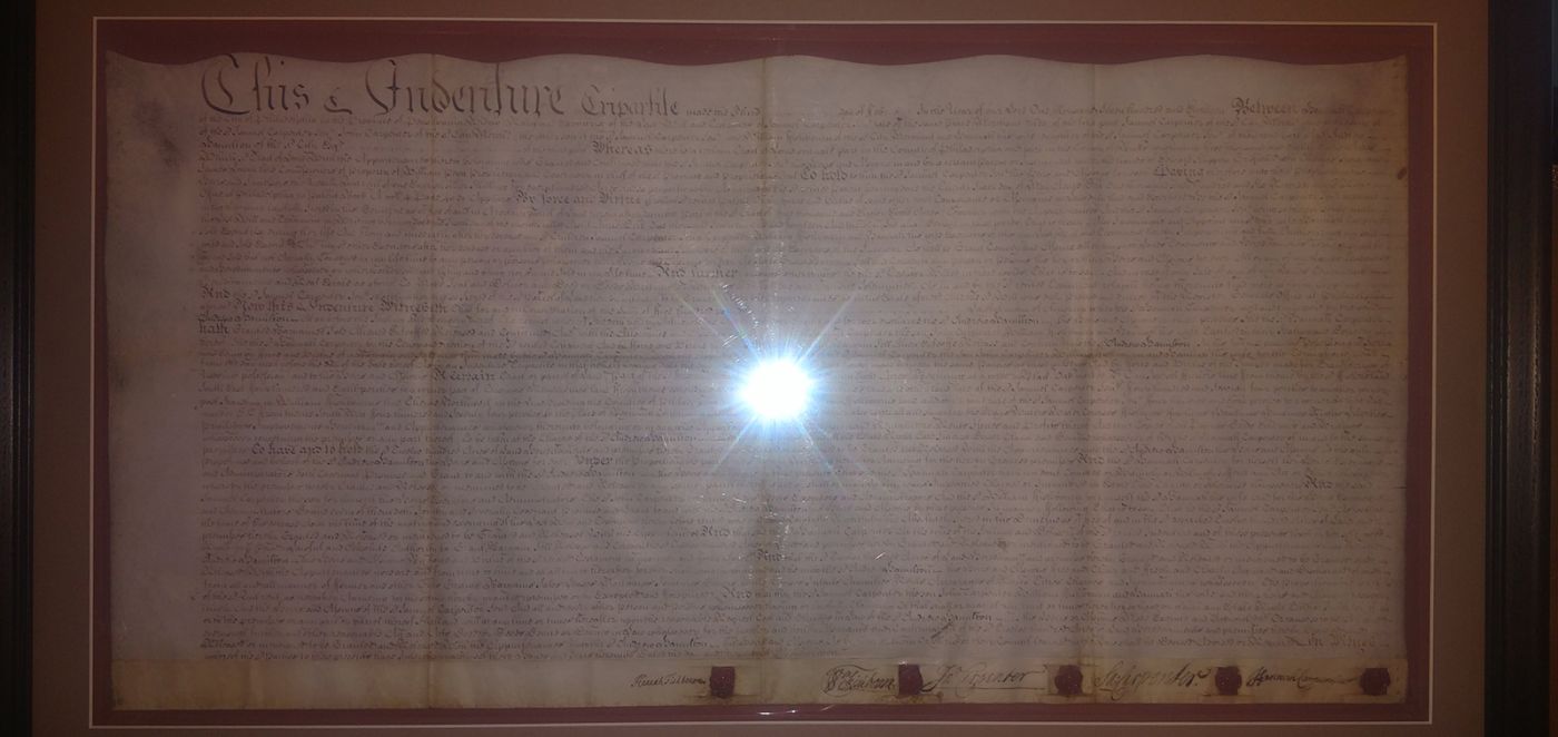 1718 Indenture Notice photograph of document