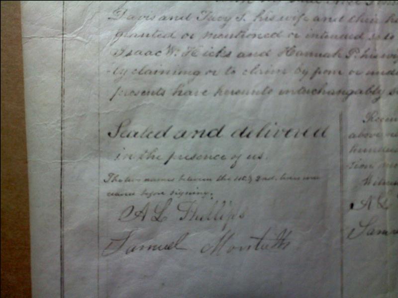photo of top left corner of 1865 indenture with words This Indenture shown prominently