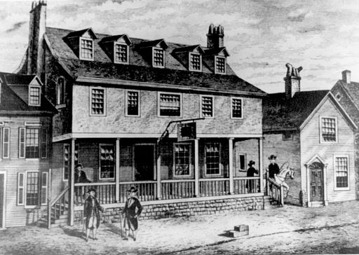 sketch of tun tavern in philadelphia