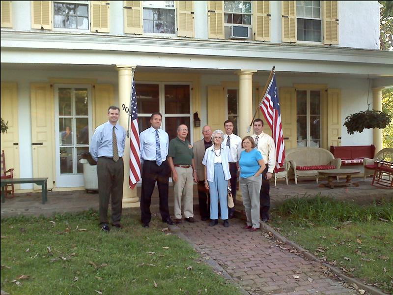 horsham township council with pete and margaret strawbridge on steps of penrose strawbridge house