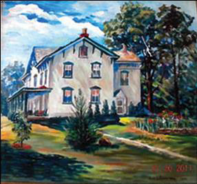 A painting depicting the United Capital Farmhouse before it was a business.