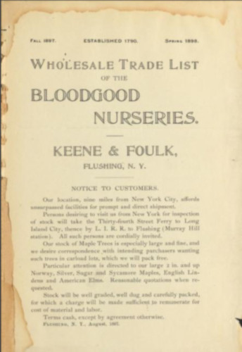 an image of a wholesale list from Bloodgood Nurseries