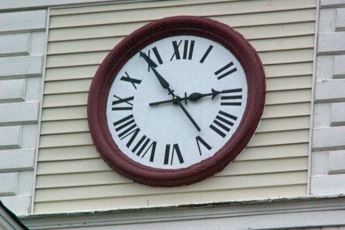 A closeup of a restored Loller Clock